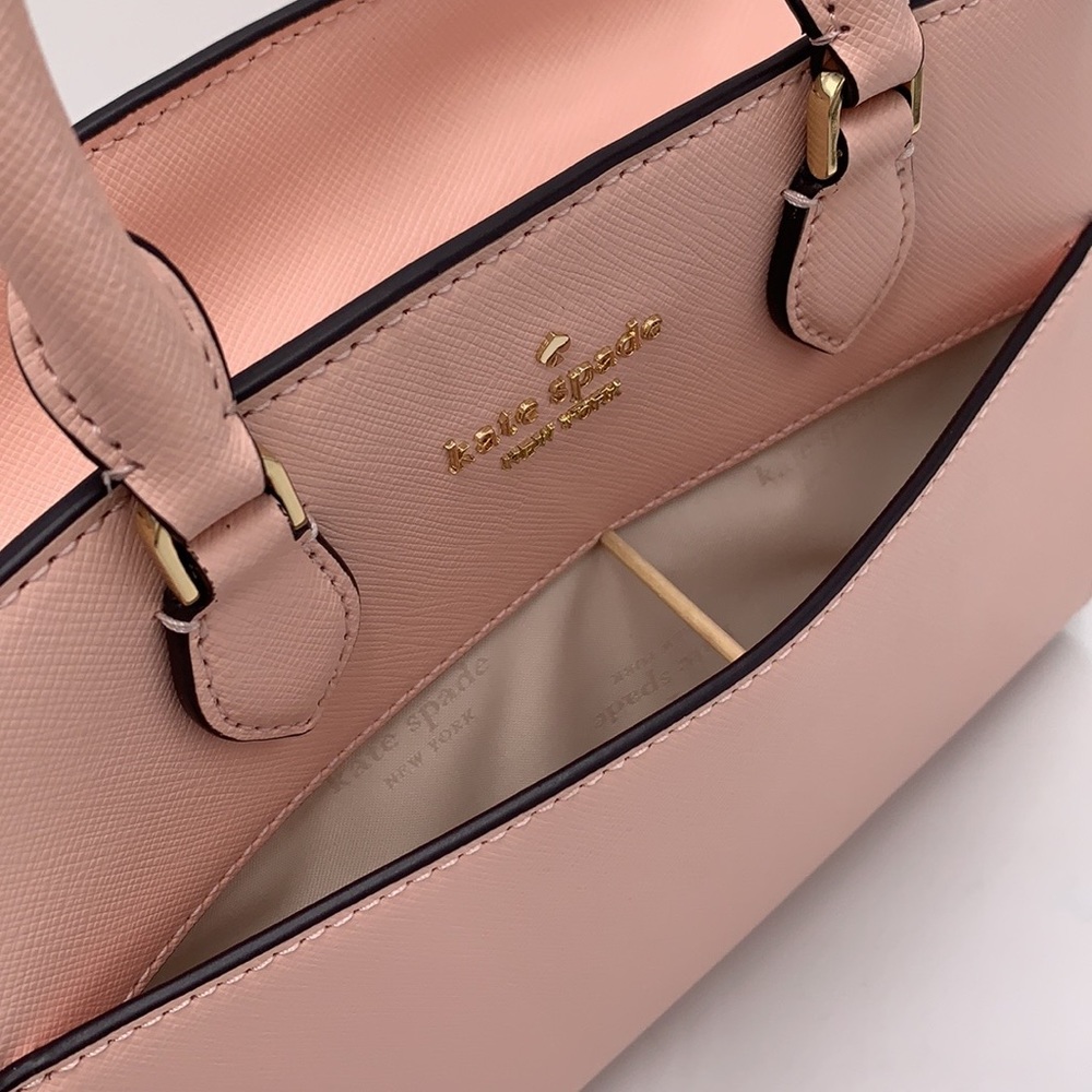 Madison Saffiano Leather Small Satchel Conch Pink COLOR - Picture 7 of 13